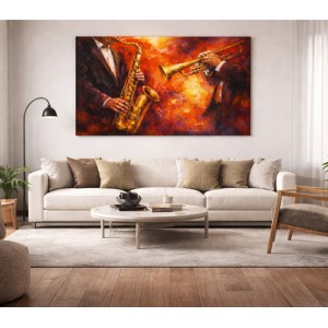 Quadro dipinto a mano: Duo jazz 233